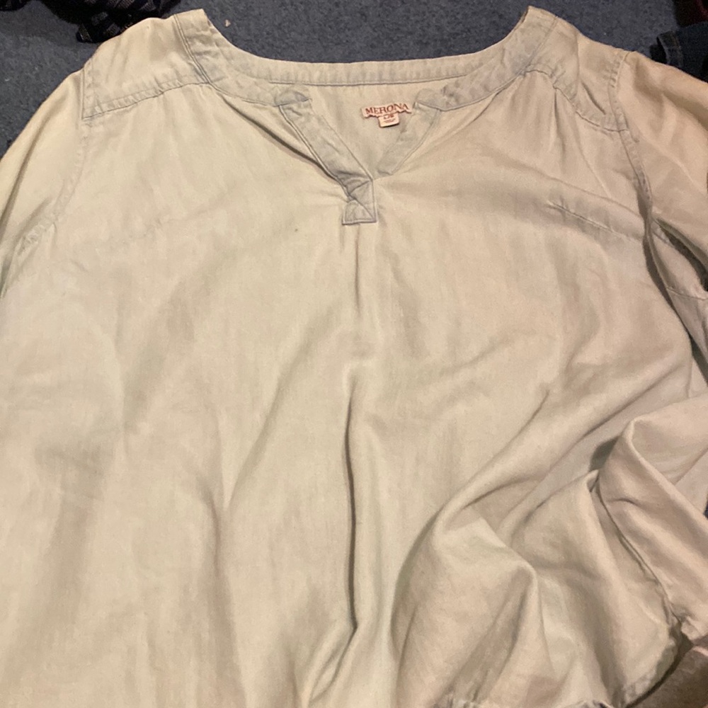 Open neck denim looking top